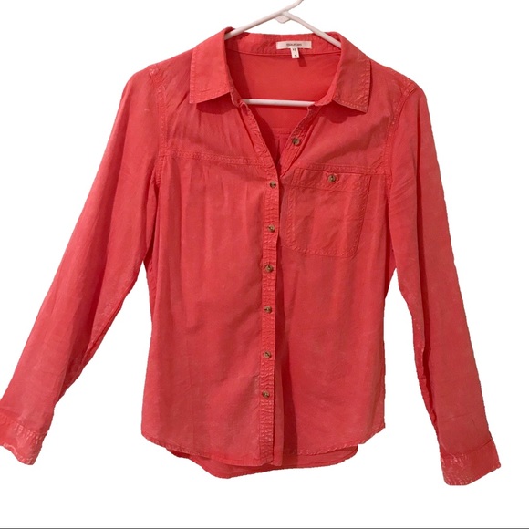 Maurices Coral Button Up Oxford Blouse Small - Picture 1 of 4